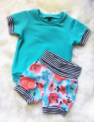 Summer Floral Harem Shorts, Grow-With-Me