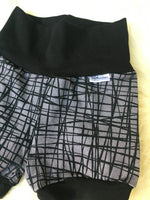 Grey Grid Harem Shorts, Grow-With-Me