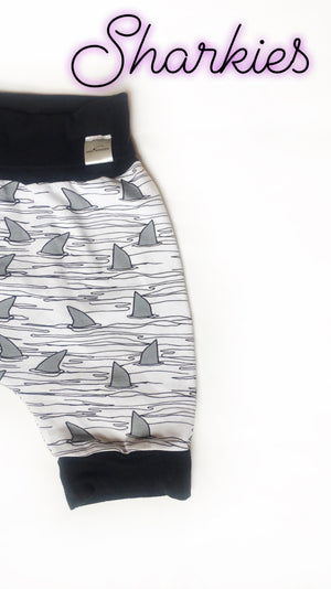 Shark Harem Shorts, Grow-With-Me
