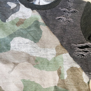 Distressed Camo Raglan