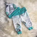 Abstract mint Set - Leggings & Knot hat